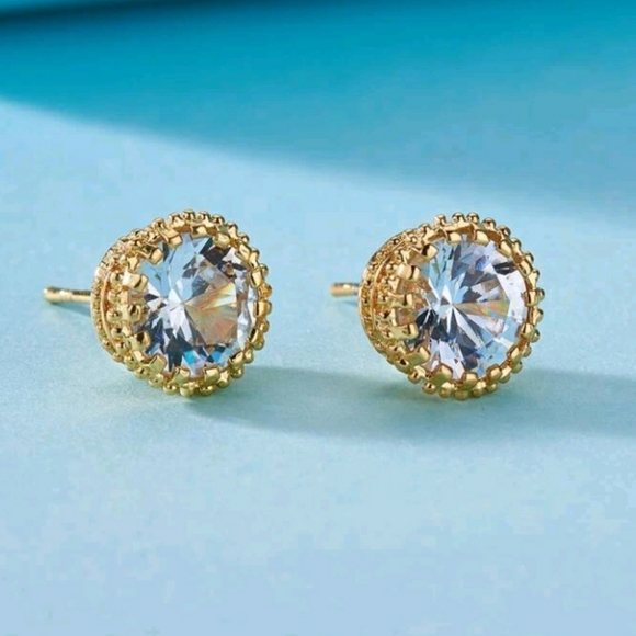 Rhinestone Stud Earrings - Picture 3 of 3